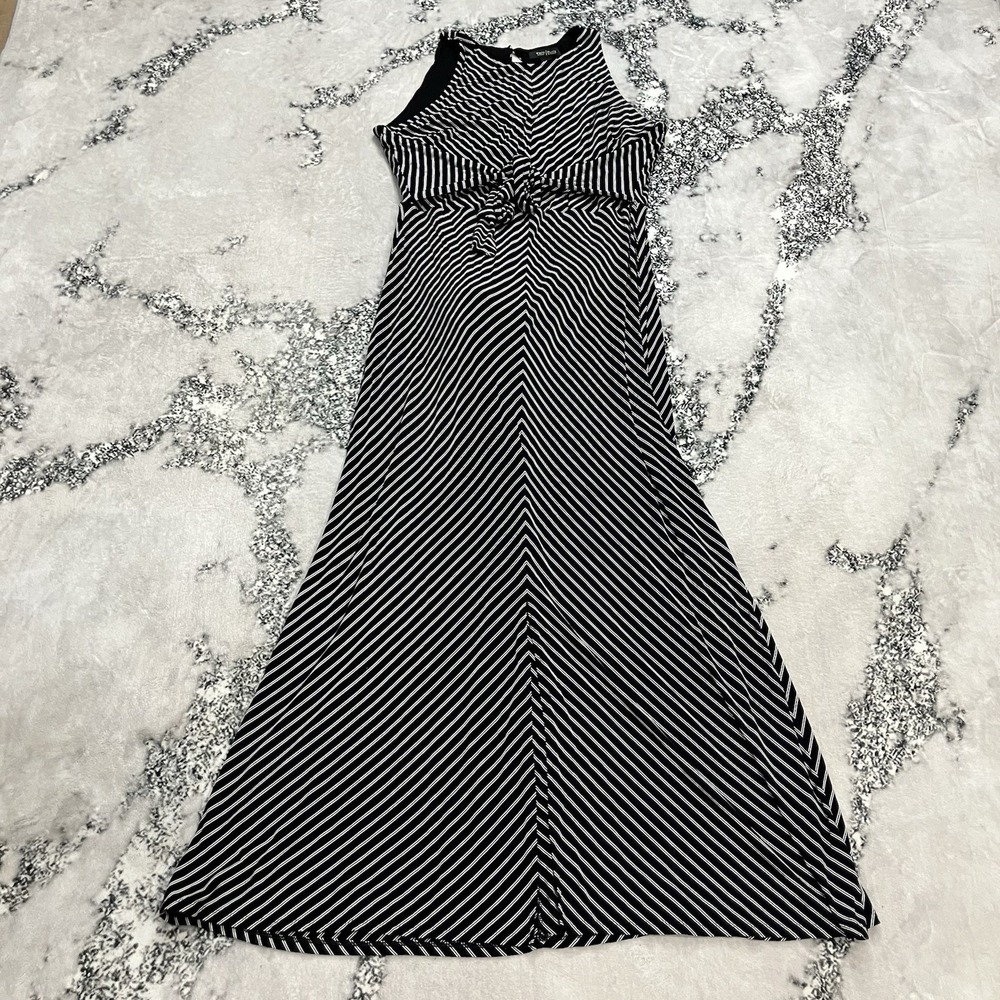 White House Black Market XL Black White Striped Maxi Dress Sleeveless